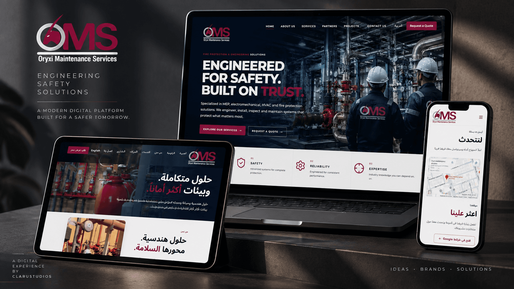Oryxi Maintenance Services bilingual corporate website homepage